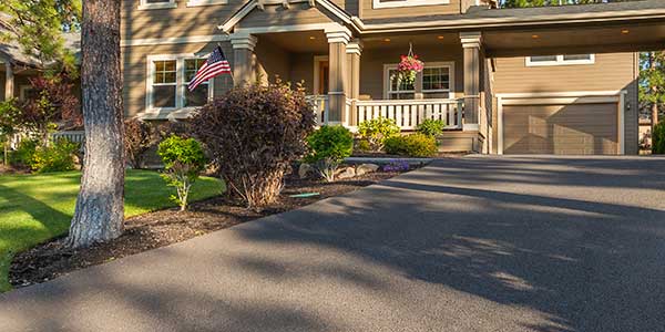 A beautifully paved residential driveway.